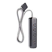 Globe Electric Designer Series 6-ft 3-Outlet 2-USB Surge Protector Power Strip in Grey Charcoal