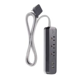 Globe Electric Designer Series 6-ft 3-Outlet 2-USB Surge Protector Power Strip in Grey Charcoal