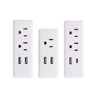 Globe Electric 3-Tap Combo Pack in White with USB-A and USB-C Ports. View a larger version of this product image.