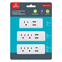 Globe Electric 3-Tap Combo Pack in White with USB-A and USB-C Ports