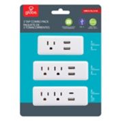 Globe Electric 3-Tap Combo Pack in White with USB-A and USB-C Ports