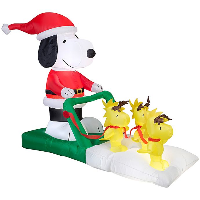 Peanuts™ 52.36-Inch Airblown Snoopy Sled Scene Christmas Inflatable | Bed Bath & Beyond