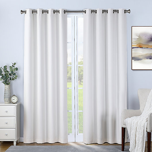 Alternate image 1 for Therapedic® Nantes 63-Inch 100% Blackout Grommet Curtain Panel in White (Single)