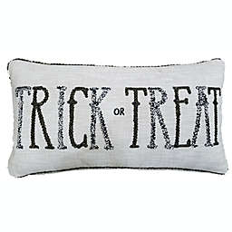 "Trick or Treat" Embroidered Oblong Throw Pillow in Ivory