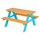 Alternate image 0 for Teamson Kids Wood Picnic Table &amp; Chair Set in Natural/Aqua