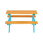Alternate image 1 for Teamson Kids Wood Picnic Table &amp; Chair Set in Natural/Aqua
