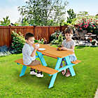 Alternate image 3 for Teamson Kids Wood Picnic Table &amp; Chair Set in Natural/Aqua