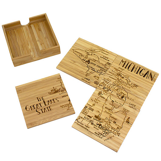 Alternate image 1 for Totally Bamboo Michigan Puzzle 5-Piece Coaster Set