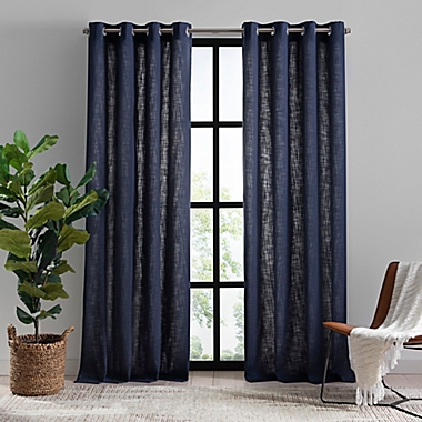 Mercantile Hawthorne 84-Inch Grommet Light Filtering Lined Curtain Panel in Navy (Single). View a larger version of this product image.