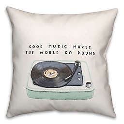 Designs Direct "Good Music" Printed Square Throw Pillow in Blue