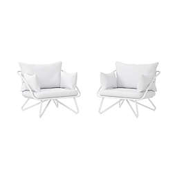 Novogratz Teddi Outdoor Lounge Chairs in White (Set of 2)