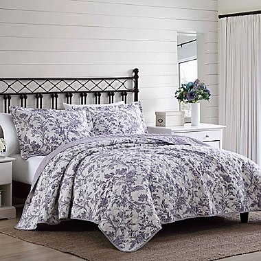 Laura Ashley&reg; Delila 2-Piece Reversible Twin Quilt Set in Plum. View a larger version of this product image.