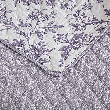 Laura Ashley&reg; Delila 3-Piece Reversible King Quilt Set in Plum. View a larger version of this product image.
