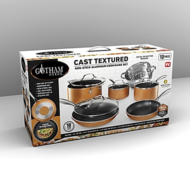 Gotham&trade; Steel Copper Cast Textured Nonstick Aluminum 10-Piece Cookware Set. View a larger version of this product image.
