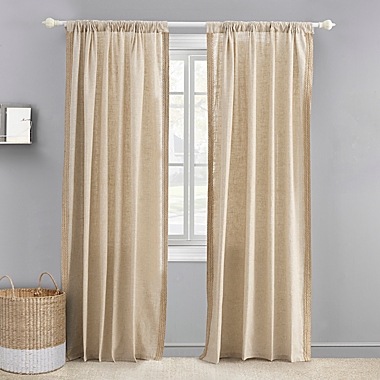 Levtex Baby&reg; Burlap 84-Inch Window Curtain Panel with Trim in Natural. View a larger version of this product image.