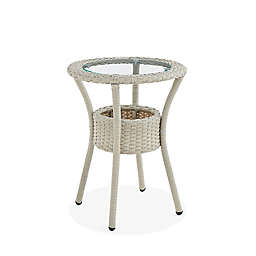 Alaterre Furniture™ Haven 20-Inch Round All-Weather Wicker Glass Table in Beige