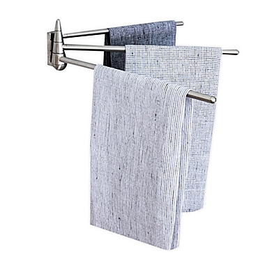 BTSKY™ New Wall-Mounted Stainless Steel Bathroom Kitchen Towel Rack Holder with Extra Long 3 Bars Swivel Bars 
