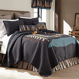 Details about   Donna Sharp Moonlit Bear Quilted Rustic Country Lodge Queen 3 Pc Quilt Set 