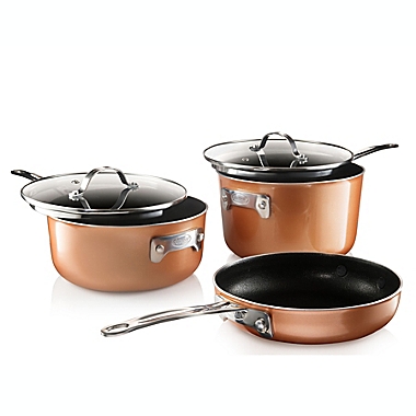 Gotham&trade; Steel Stackmaster Nonstick Aluminum 10-Piece Cookware Set in Copper/Black. View a larger version of this product image.