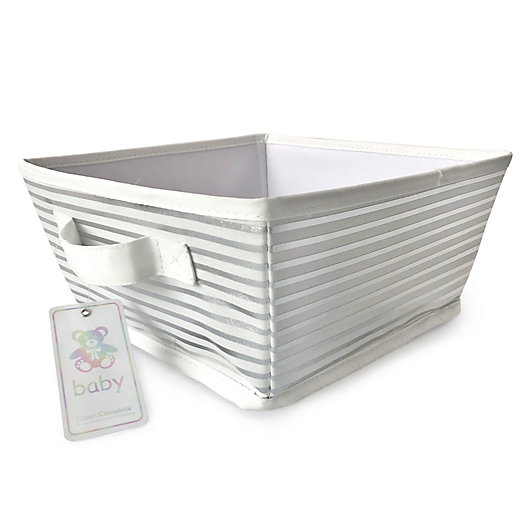 Alternate image 1 for Closet Complete Stripe Canvas Diaper Caddy in Silver