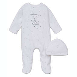 Little Me&reg; 2-Piece &quot;Welcome to the World&quot; Footie and Hat Set in White
