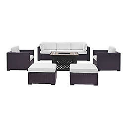 Norbourne Isle 7-Piece Resin Wicker Fire Table Conversation Set with Cushions