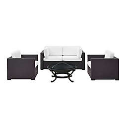 Crosley Biscayne 5-Piece Wood Burning Fire Pit Conversation Set in White