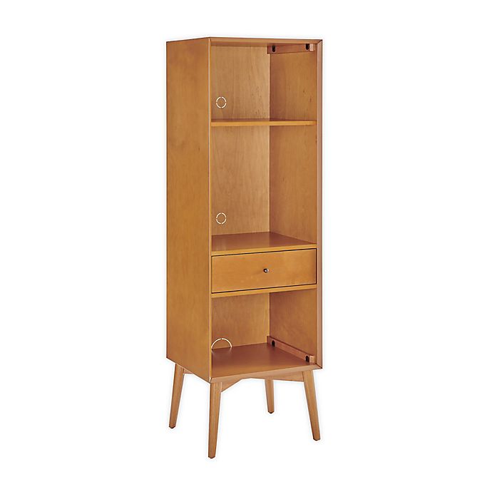 Crosley Landon 3 Shelf Record Storage, Crosley Furniture Landon Mid Century Modern Bar Cabinet Acorn