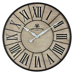 Bee & Willow™ 26-Inch Round Wall Clock in Rustic Grey/Black