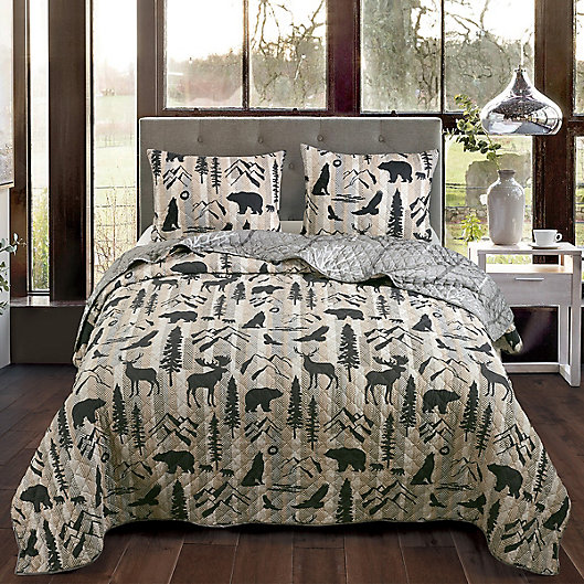 Alternate image 1 for Donna Sharp® Forest Weave 3-Piece Reversible King Quilt Set in Beige