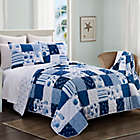 Alternate image 1 for Donna Sharp&reg; Watercolor Shells 3-Piece Reversible Queen Quilt Set in Blue