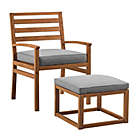 Alternate image 1 for Forest Gate&trade; Patio Wood Chair and Ottoman in Brown
