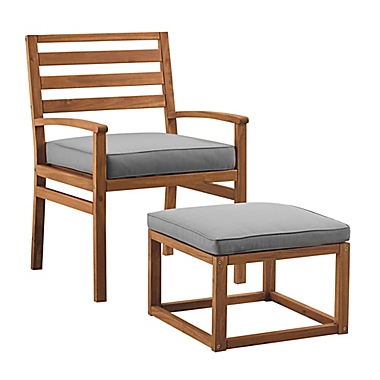 Forest Gate&trade; Patio Wood Chair and Ottoman in Brown. View a larger version of this product image.