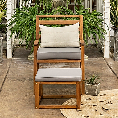 Forest Gate&trade; Patio Wood Chair and Ottoman in Brown. View a larger version of this product image.