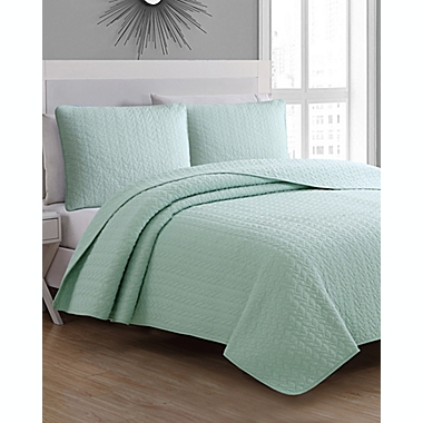 Tristan 2-Piece Twin Quilt Set in Pale Aqua. View a larger version of this product image.