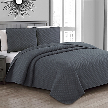 Fenwick 2-Piece Twin Quilt Set in Charcoal/Grey. View a larger version of this product image.