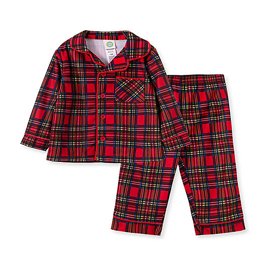 Alternate image 1 for Little Me® 2-Piece Plaid Coat Pajamas Set