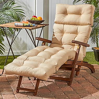 Greendale Home Fashions Solid Outdoor Chaise Lounge Cushion in Beige. View a larger version of this product image.