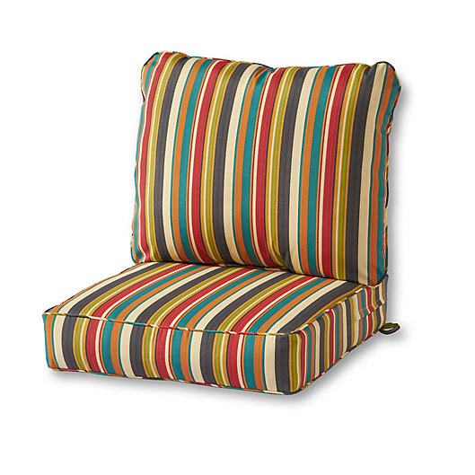 Canopy Stripe Gray 2 Count Greendale Home Fashions Outdoor 42x21-inch Seat/Back Chair Cushion