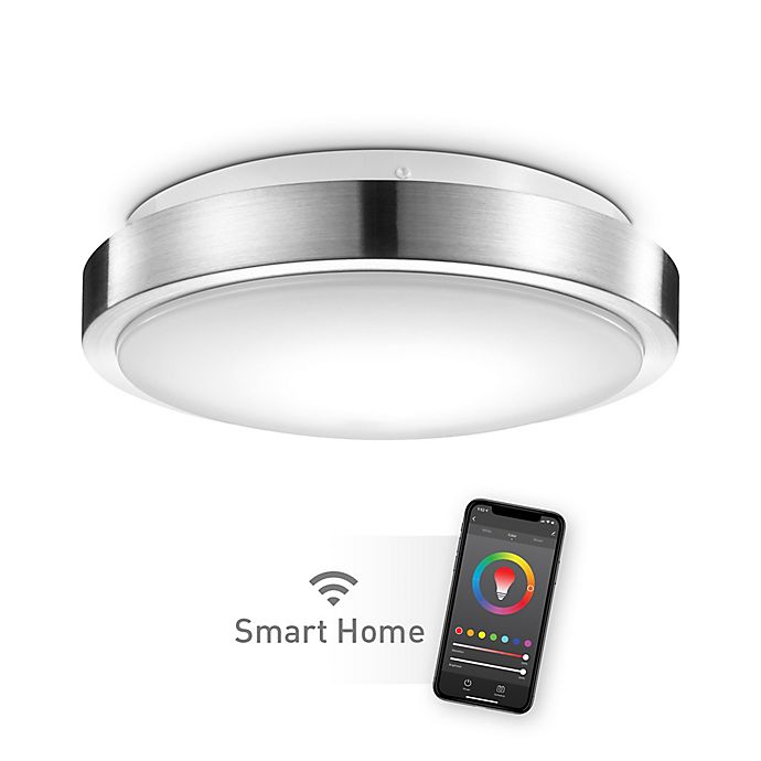 Globe Electric Wi Fi Smart 11 Integrated Led Flush Mount Ceiling Light In Brushed Nickel Bed Bath Beyond - Globe Electric Led Ceiling Light