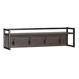 RiverRidge® Home Afton 4-Hook Metal Frame Weathered Wood Wall Shelf
