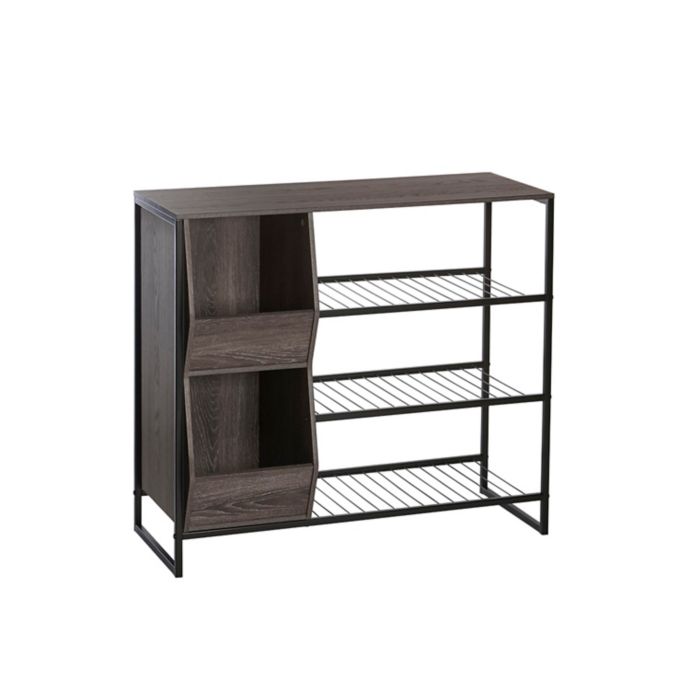 Riverridge Home Afton 3 Tier Shoe Rack With Storage Bins In Weathered Wood Bed Bath Beyond