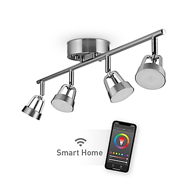 Globe Electric Wi-Fi Smart 4-Light Integrated LED Track Lighting in Brushed Nickel. View a larger version of this product image.