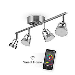 Globe Electric Wi-Fi Smart 4-Light Integrated LED Track Lighting in Brushed Nickel