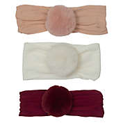 So&#39; Dorable 3-Pack Pom Pom Headbands in White/Pink/Burgundy