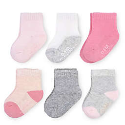 Fruit of the Loom Size 0-6M 6-Pack Texture Crew Socks in Pink