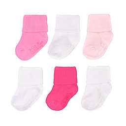 goldbug™ Size 0-3M 6-Pack Folded Cuff Socks in Pink/White