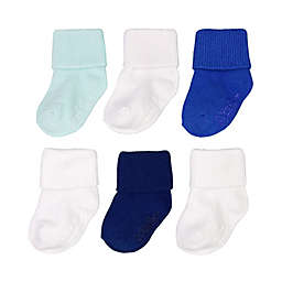 goldbug™ Size 12-24M 6-Pack Folded Cuff Socks in Blue/White