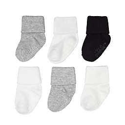 goldbug™ Size 12-24M 6-Pack Folded Cuff Socks in Black/Grey/White