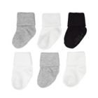 Alternate image 0 for goldbug&trade; Size 12-24M 6-Pack Folded Cuff Socks in Black/Grey/White